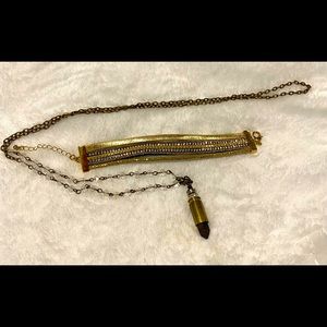 Gold Costume Jewelry Long Necklace & Bracelet